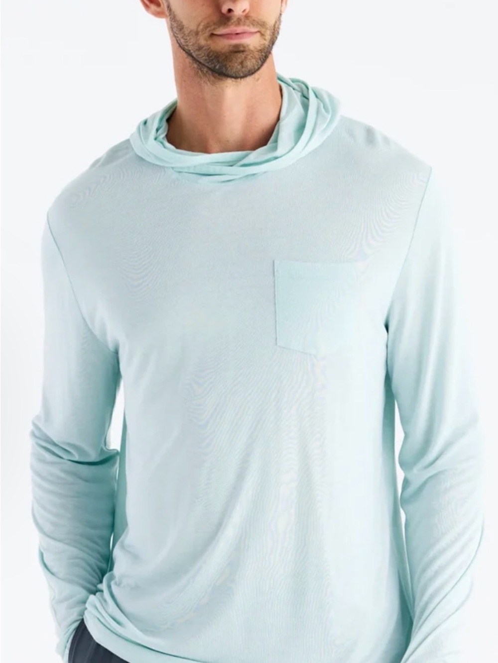 Free Fly Apparel Men's Lightweight Hooded Long-Sleeve in Pale Aqua